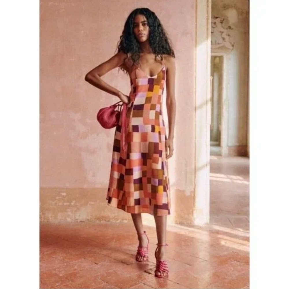 Sezane Aloise Silk Slip Midi Dress Size 38 US 6